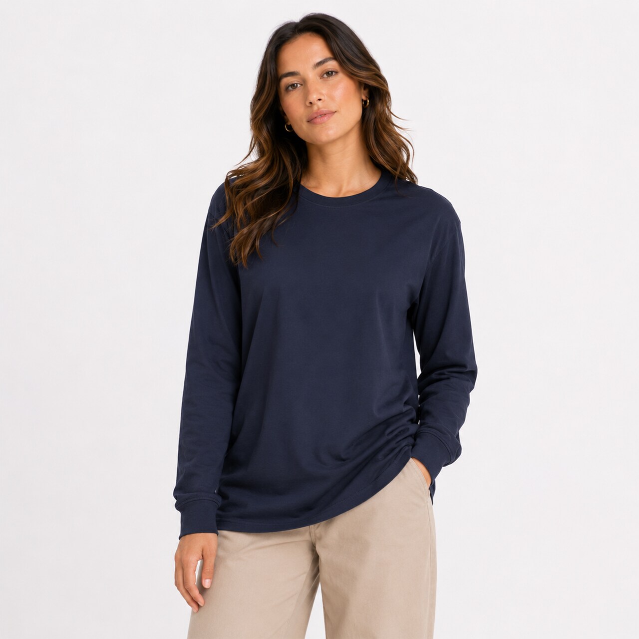 BELLA CANVAS Long Sleeve Heavy Cotton Jersey Tee for Everyday Wear, Layering & Custom Printing Unisex Crewneck Shirt